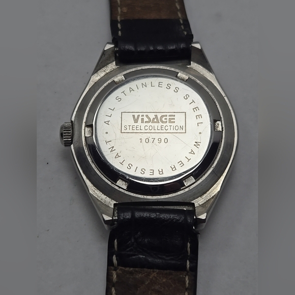 Womens Visage Silver Tone MOP Pave Crystal Quartz Date 30MM Watch New Battery - Picture 11 of 12